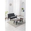 Bahamas Espresso Coffee Table and Dark Gray Linen Fabric Loveseat Set