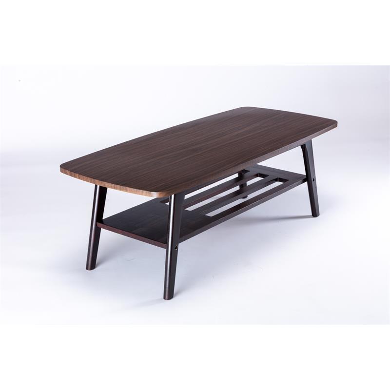 Bahamas Espresso Coffee Table and Dark Gray Linen Fabric Loveseat Set