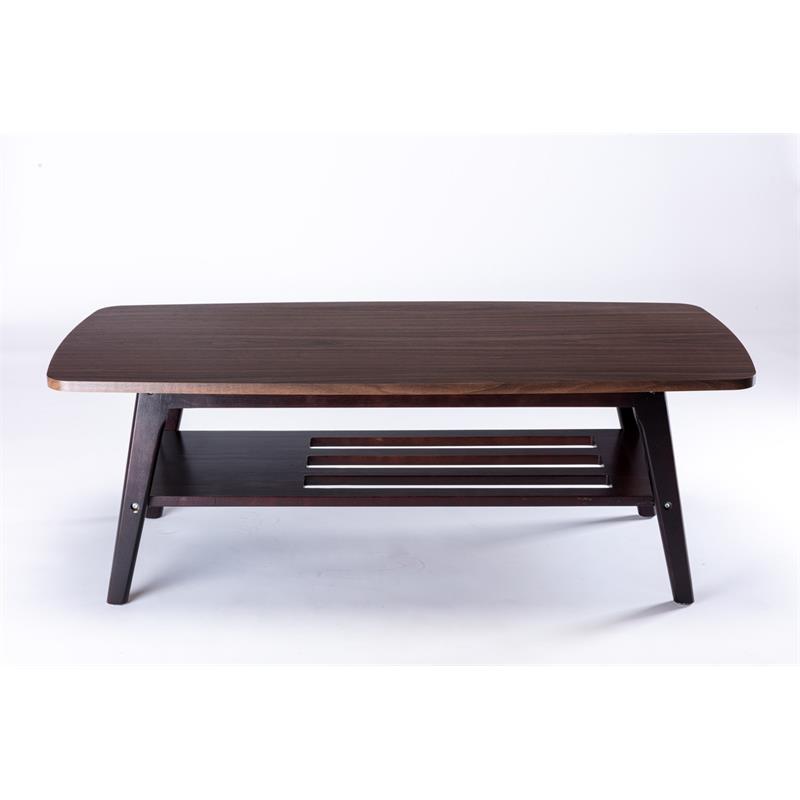 Bahamas Espresso Coffee Table and Dark Gray Linen Fabric Loveseat Set