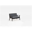 Bahamas Espresso Coffee Table and Dark Gray Linen Fabric Loveseat Set