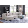 Kristin Light Gray Linen Fabric Reversible Sectional Sofa with 2 Ottomans