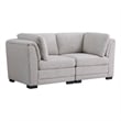Kristin Light Gray Linen Fabric Loveseat with Black Plastic Legs