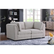 Kristin Light Gray Linen Fabric Loveseat with Black Plastic Legs