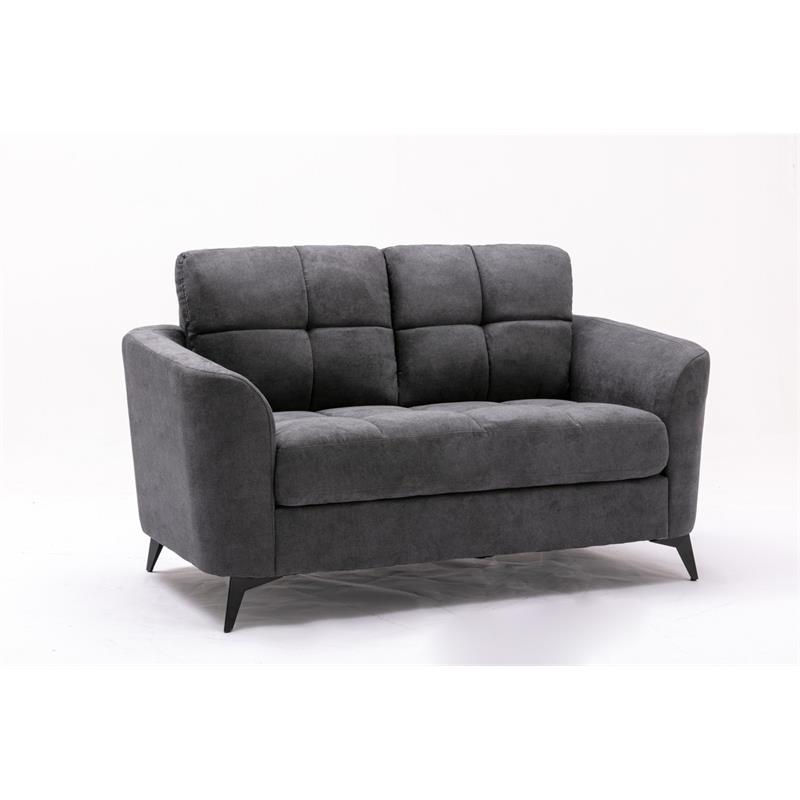 Callie Gray Woven Fabric Sofa Loveseat Chair Living Room Set