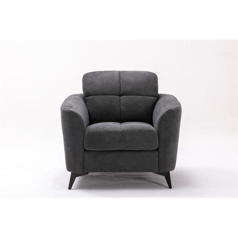 Callie Gray Woven Fabric Sofa Loveseat Chair Living Room Set