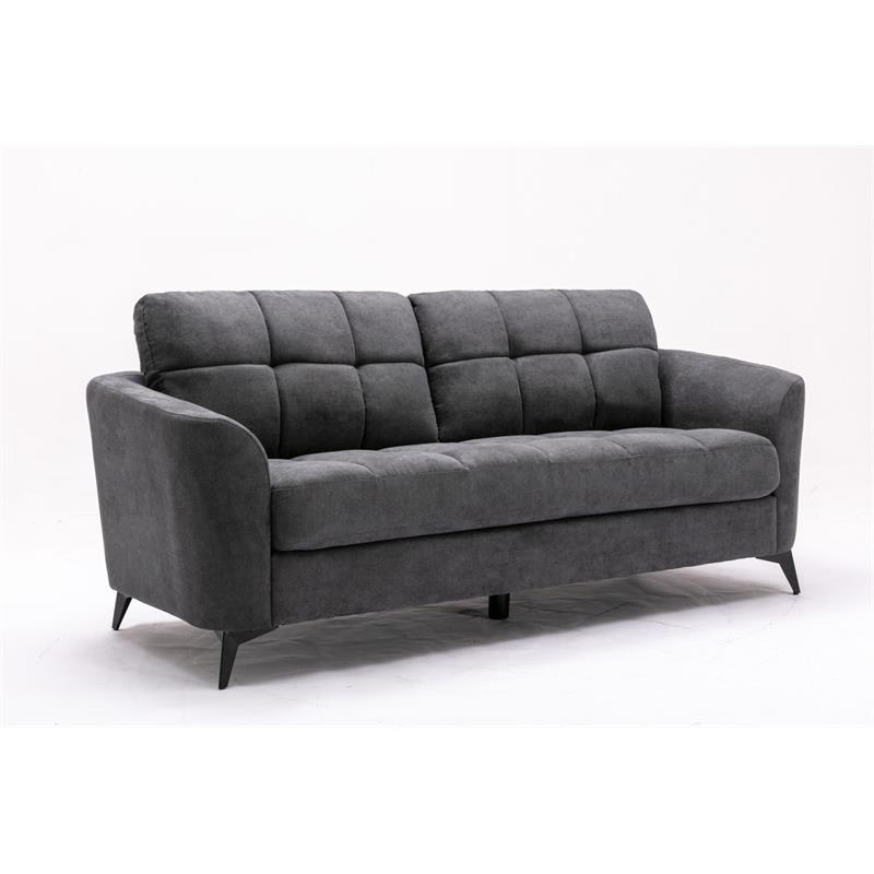 Callie Gray Woven Fabric Sofa Loveseat Living Room Set