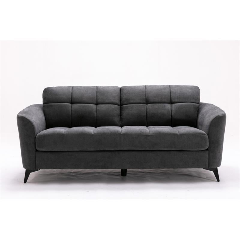 Callie Gray Woven Fabric Sofa Loveseat Living Room Set