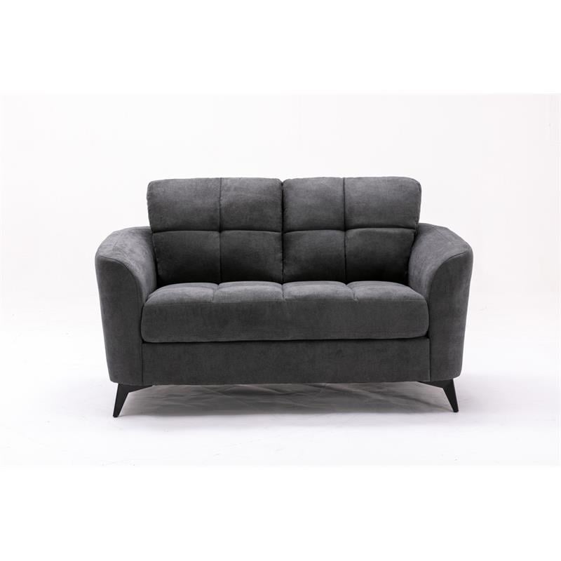 Callie Gray Woven Fabric Sofa Loveseat Living Room Set