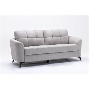 Callie Light Gray Woven Fabric Sofa with Tufted Cushion and Metal Legs
