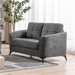 Callie Gray Woven Fabric Loveseat with Tufted Cushion and Metal Legs