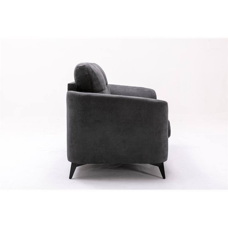 Callie Gray Woven Fabric Loveseat with Tufted Cushion and Metal Legs