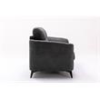 Callie Gray Woven Fabric Loveseat with Tufted Cushion and Metal Legs