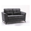 Callie Gray Woven Fabric Loveseat with Tufted Cushion and Metal Legs