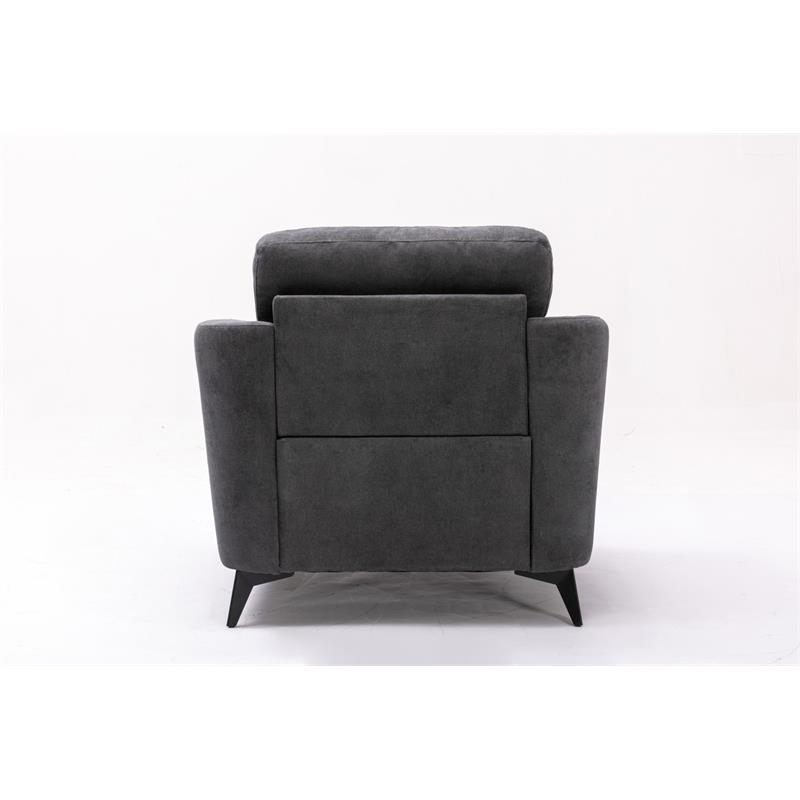 Callie Gray Woven Fabric Chair with Tufted Cushion and Metal Legs