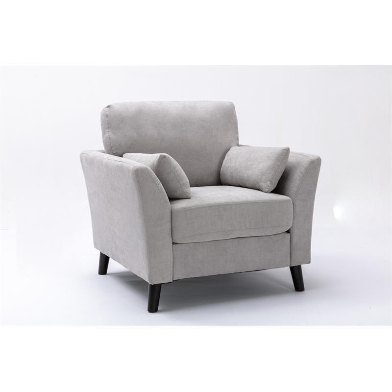 Damian Light Gray Woven Fabric Sofa Loveseat Chair Living Room Set