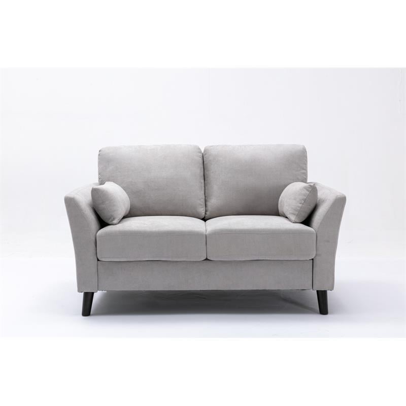 Damian Light Gray Woven Fabric Sofa Loveseat Living Room Set