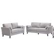 Damian Light Gray Woven Fabric Sofa Loveseat Living Room Set