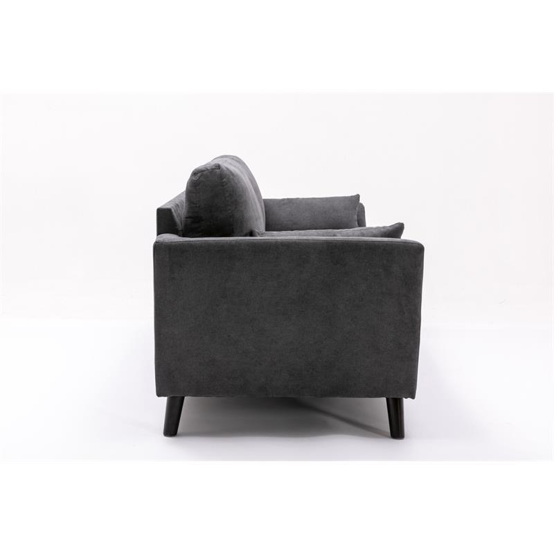 Damian Gray Woven Fabric Sofa with Accent Pillows