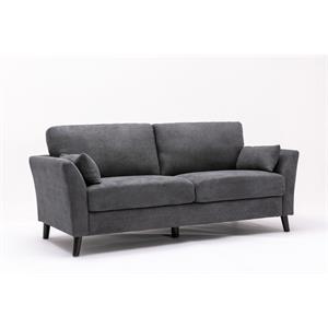 Damian Gray Woven Fabric Sofa with Accent Pillows