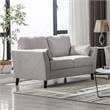 Damian Light Gray Woven Fabric Loveseat with Solid Wood Legs and Accent Pillows