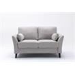 Damian Light Gray Woven Fabric Loveseat with Solid Wood Legs and Accent Pillows