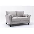 Damian Light Gray Woven Fabric Loveseat with Solid Wood Legs and Accent Pillows