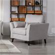 Damian Light Gray Woven Fabric Chair with Solid Wood Legs and Accent Pillows