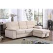Kipling Beige Velvet Fabric Reversible Sleeper Sectional Sofa Chaise