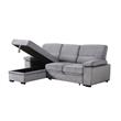 Kipling Gray Velvet Fabric Reversible Sleeper Sectional Sofa Chaise