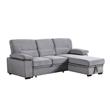 Kipling Gray Velvet Fabric Reversible Sleeper Sectional Sofa Chaise