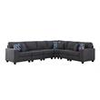 Cooper Stone Gray Woven Fabric 6Pc Reversible Sectional Sofa with Cupholder
