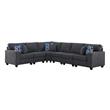 Cooper Stone Gray Woven Fabric 6Pc Reversible Sectional Sofa with Cupholder