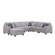 Cooper Light Gray Linen Fabric Reversible Sectional w/ Ottoman and Cupholder