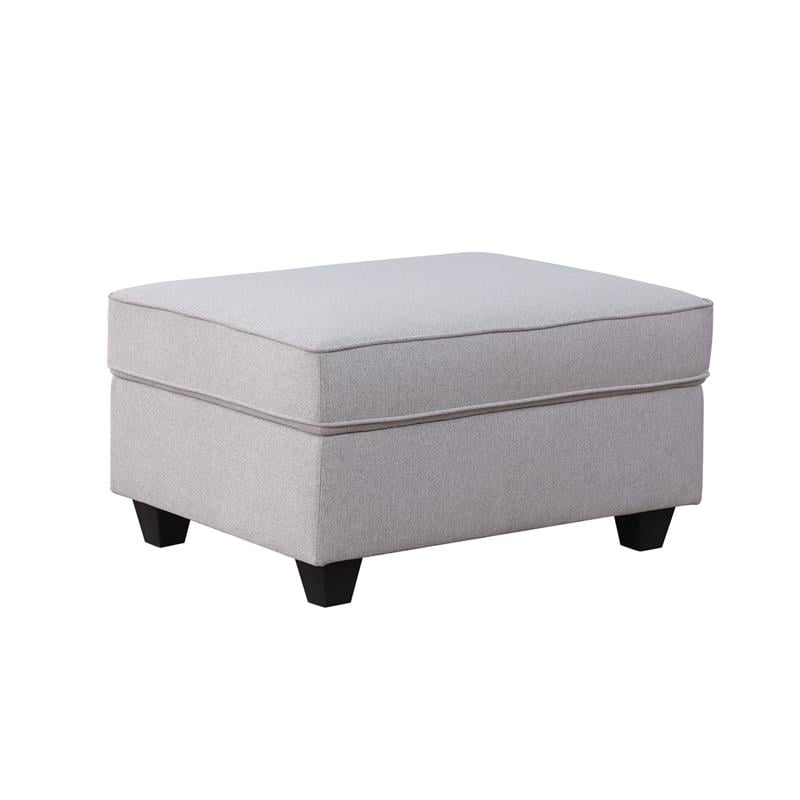 Cooper Light Gray Linen Fabric Reversible Sectional w/ Ottoman and Cupholder