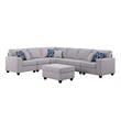 Cooper Light Gray Linen Fabric Reversible Sectional w/ Ottoman and Cupholder