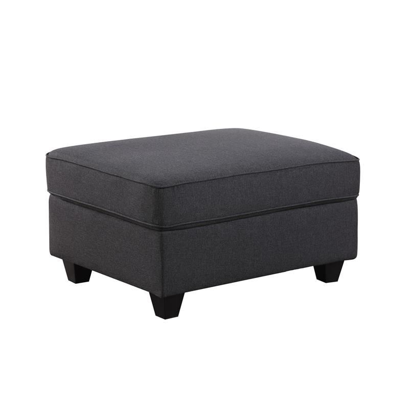 Cooper Dark Gray Linen Fabric Reversible Sectional Sofa w/ Ottoman and Cupholder