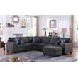 Cooper Dark Gray Linen Fabric 7Pc Reversible Sectional w/ Ottoman and Cupholder