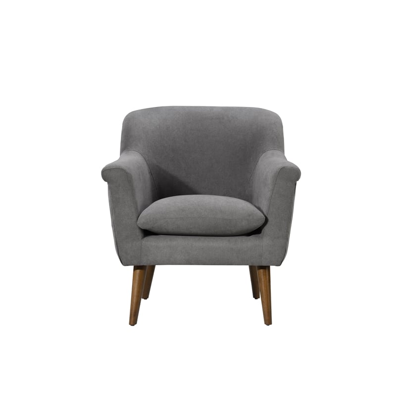 Shelby Gray Woven Fabric Oversized Armchair with Walnut Finish Wooden Legs