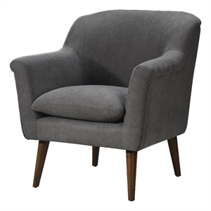 shelby gray woven fabric oversized armchair with walnut finish wooden legs