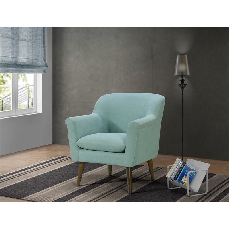 Shelby Aquamarine Teal Turquoise Woven Fabric Oversized Armchair