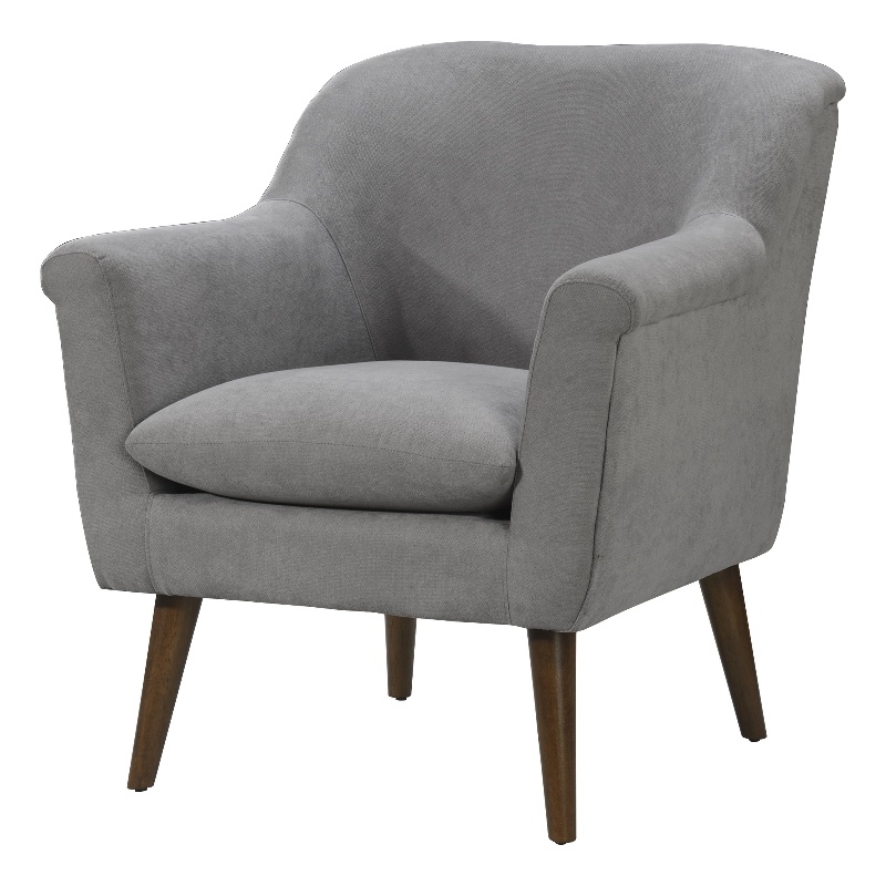 Shelby Steel Gray Woven Fabric Oversized Armchair with Walnut Finish Wooden Legs