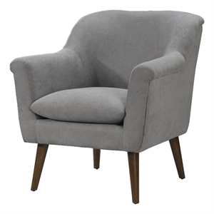 shelby steel gray woven fabric oversized armchair with walnut finish wooden legs