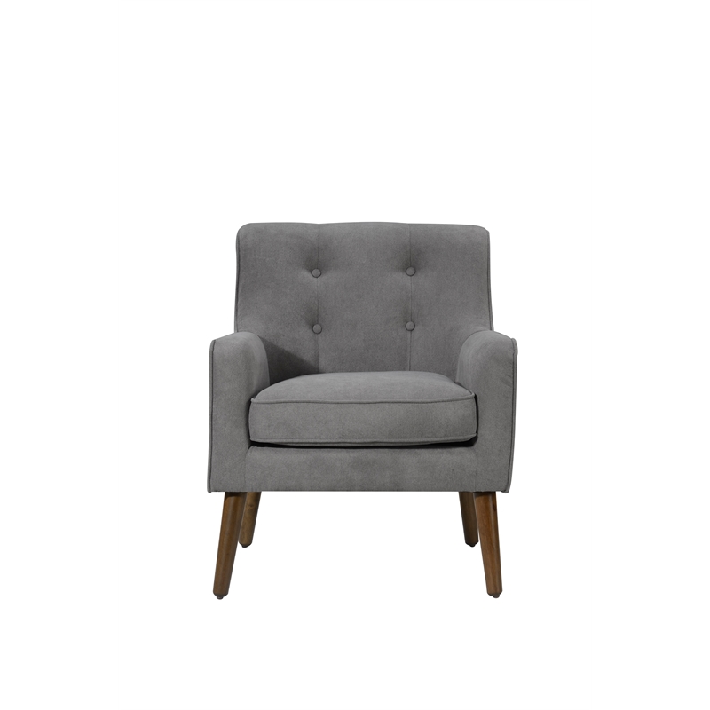 Ryder Mid Century Modern Gray Woven Fabric Button Tufted Armchair