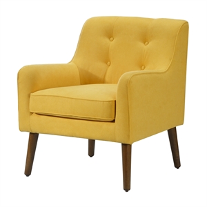 ryder mid century modern yellow woven fabric button tufted armchair