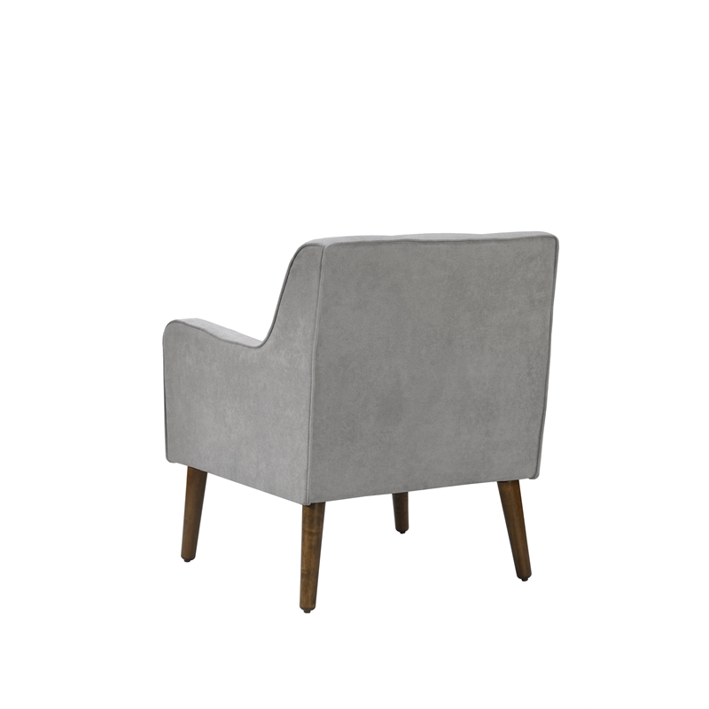 Ryder Mid Century Modern Steel Gray Woven Fabric Button Tufted Armchair