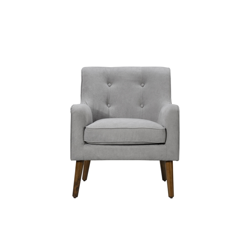 Ryder Mid Century Modern Steel Gray Woven Fabric Button Tufted Armchair