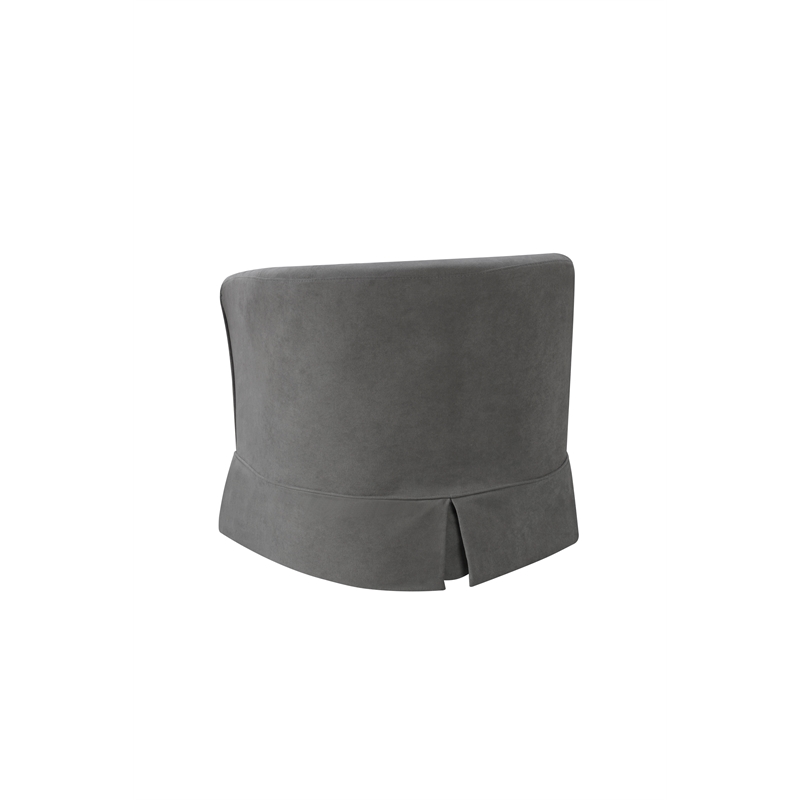 Tucker Gray Woven Fabric Swivel Barrel Chair with Skirted Bottom