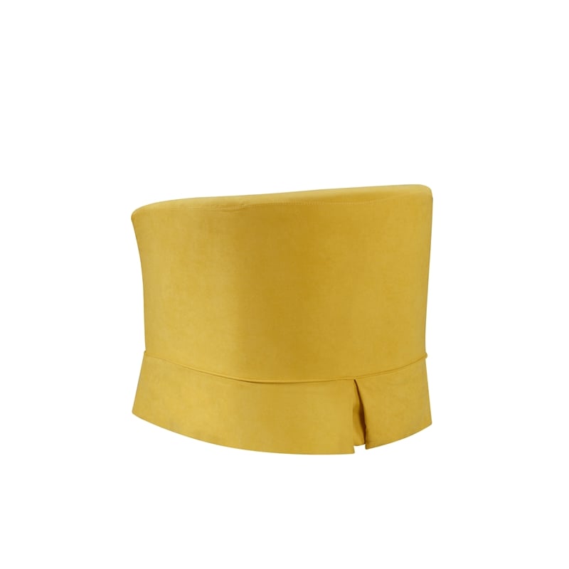 Tucker Yellow Woven Fabric Swivel Barrel Chair with Skirted Bottom