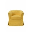 Tucker Yellow Woven Fabric Swivel Barrel Chair with Skirted Bottom