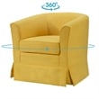 Tucker Yellow Woven Fabric Swivel Barrel Chair with Skirted Bottom